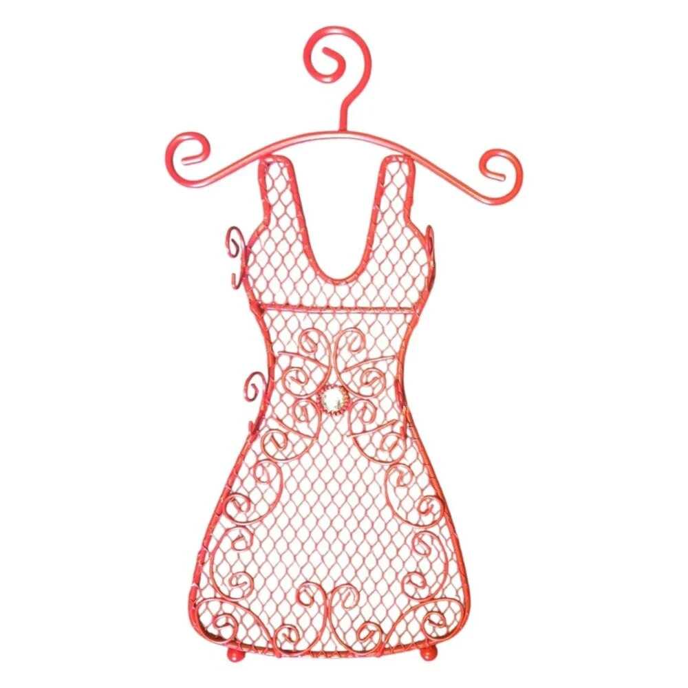 Red Decorative Dress Shaped Jewelry Stand